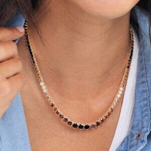 Melinda Maria Ombré Chocolate Gold Tennis Necklace Limited Edition 16" FIRM